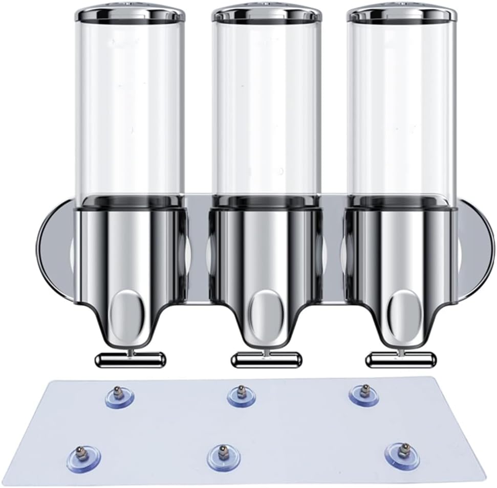 Wall Mounted Soap Dispenser Shower Dispensers Manual Pressing Head Liquid Shampoo and Soap Dispenser for Bathroom, Kitchen,Marketplace Hotel (1500ml, Transparent)