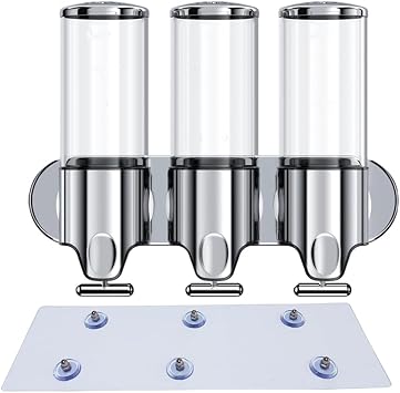 Wall Mounted Soap Dispenser Shower Dispensers Manual Pressing Head Liquid Shampoo and Soap Dispenser for Bathroom, Kitchen,Marketplace Hotel 1500ml, Transparent