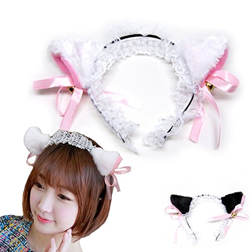 Amazon.co.jp: ねこ コスプレ/ネコ耳 フリル カチューシャ (白猫
