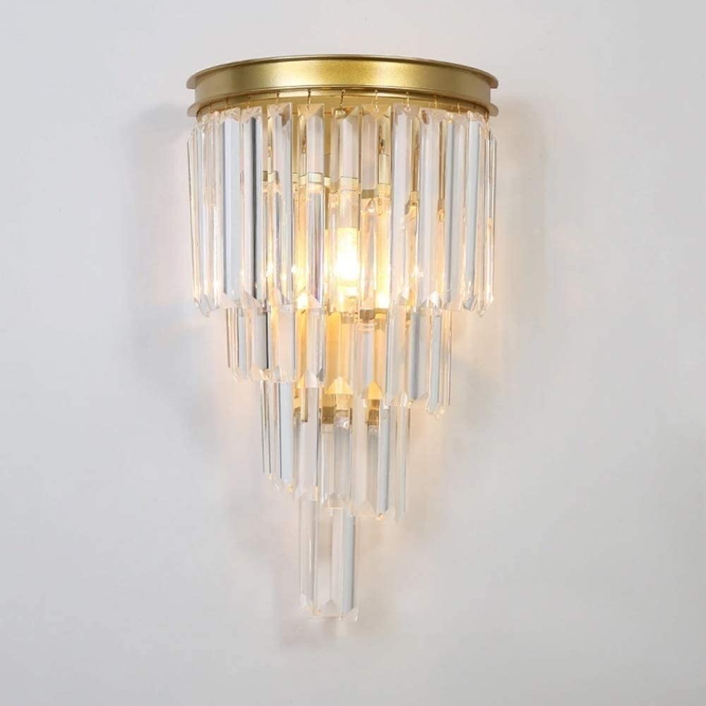 ITOSUI Minimalist Gold and Black Crystal Wall Light - Elegant 1W E14 Sconce for Living Room, Kitchen, and Hallway Decoration(Gold)