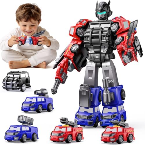 5In1 Transform Spielzeug füR Kinder,Geschenk für 4 5 6 7 8 Jährigen Jungen | Abnehmbarer LKW Verwandelt Sich in Transforming Roboter,Robot Spielzeug ab 4 5 6 7 8 Jahre Jungen,