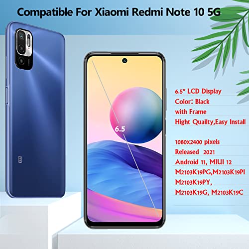 YHX-OU 6.5 Inch Black + Frame Display for Xiaomi Redmi Note 10 5G M2103K19G M2103K19C LCD Display Touch Screen Replacement Screen Glass Assembly with Tools + 1 Piece Screen Protector - Image 2