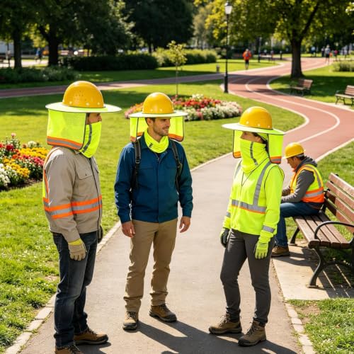 Sombrero visera para casco de ala completa y protector solar de cuello laboral 4