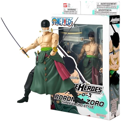 BANDAI Anime Heroes One Piece 17cm Roronoa Zoro3 Swords Style Action Figure