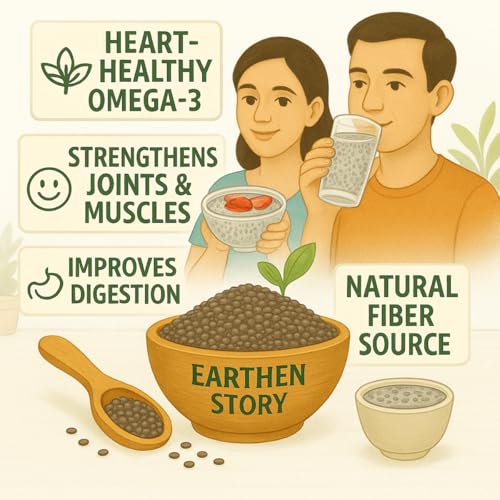 Image of Earthen Story Organic Chia Seeds 1kg (500g x 2) | Lab Tested for 250+ Pesticides | Certified Organic (NPOP) & Traceable with Transaction Certificate | Rich in Omega 3 & Dietary Fibre