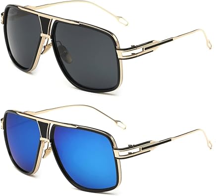 Aviator Sunglasses for Men Retro Fashion Gold Oversized 70s shades