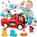 Baby Toys 12-18 Months Musical Fire Truck Toys for 1 Year Old Boys Girls Early Educational Learning Toy with Firefighting Tools/Music/Light Baby Toy Cars for 1 2 3 Year Old Boy Birthday Gifts