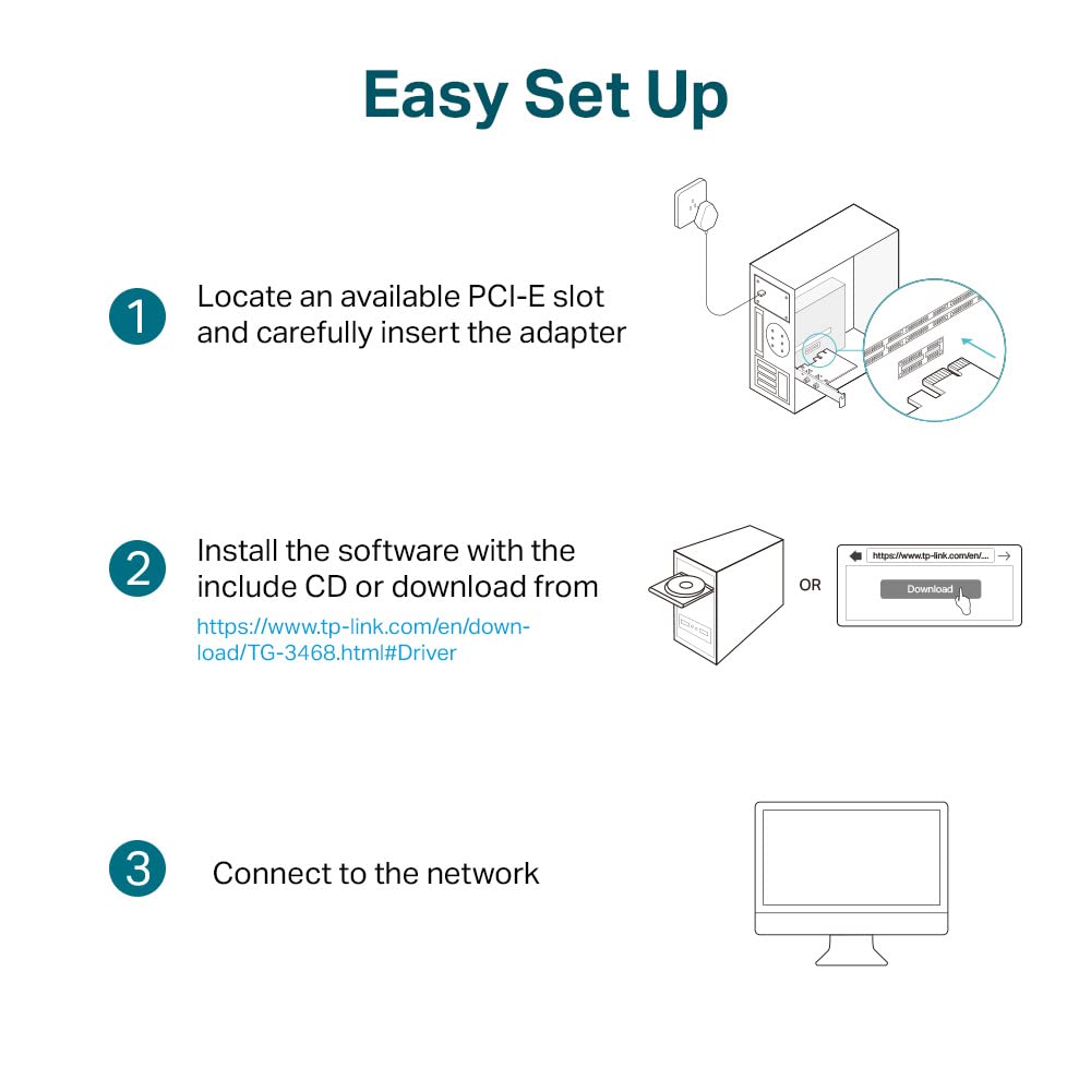Amazon.com: TP-Link 10/100/1000Mbps Gigabit Ethernet PCI Express Network  Card (TG-3468), PCIE Network Adapter, Network Card, Ethernet Card for PC,  Win10/11 supported : Everything Else