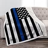 Jekeno Police Blanket Gifts for Men Dad Husband Friend American Flag Police Academy Graduation Gift for Son Daughter Boy Christmas Birthday Present Adult Kid Soft Cozy Plush Sherpa Throw 50'x60'