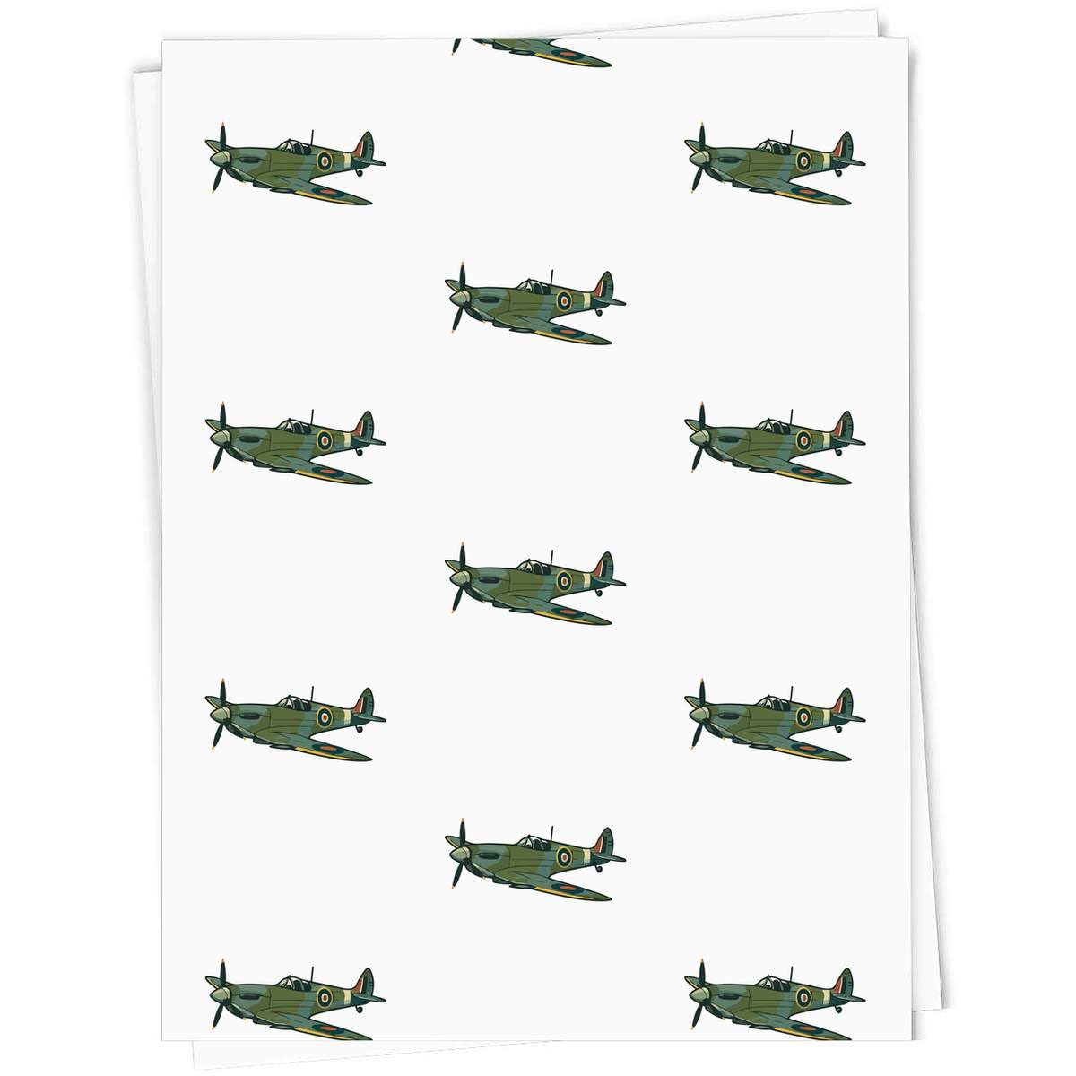 Azeeda 5 x 'Spitfire Plane' Gift Wrap Paper (GI00120224)