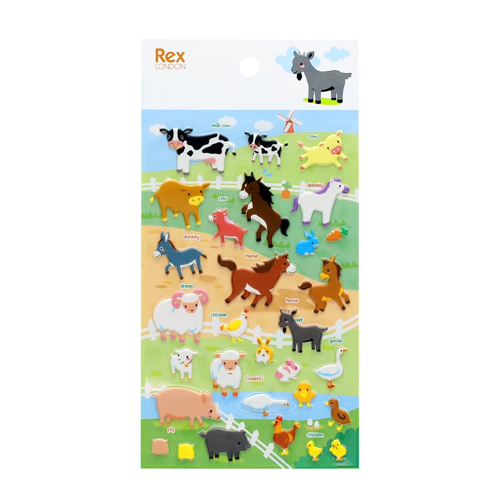 Rex London Farm Animals 3D Puffy Stickers