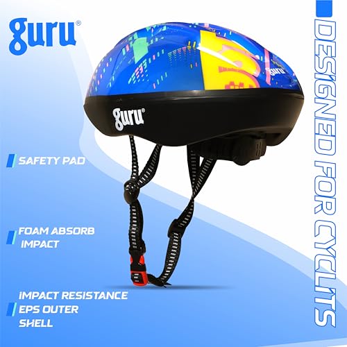 Image of GURU Cycling Helmet, Light Weight with Superior Ventilation, Helmet for Mountain, Road Bike & Skating Helmet with Premium White EPS Foam Lining, Ideal for Adults and Kids