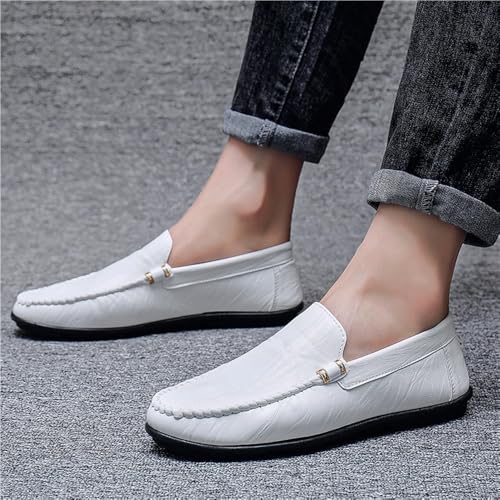 Mens PU Leather Loafer Shoes Flat Heel Slip Resistant Wedding Fashion Slip-on Solid Color Stitching Details Comfortable3
