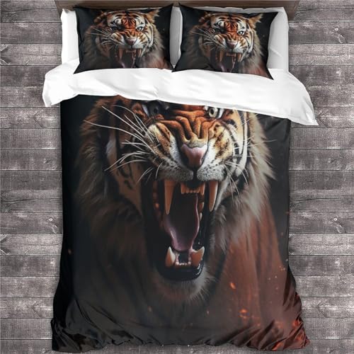 Housses de couettes tiger imprimé 3D parure lit double