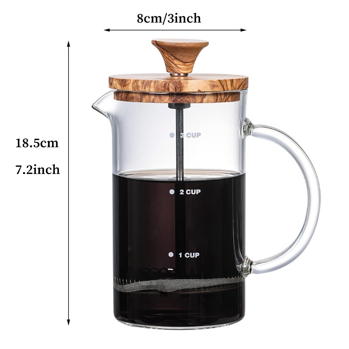 Ekspres Do Kawy Typu French Press, Ekspres Do Kawy Espresso, Zagęszczony Borokrzemianowy Dzbanek Do Kawy Z 3 Filtrami Ze Stali Nierdzewnej, Ekspres Do Kawy Na Zimno(/Brown,800ml)