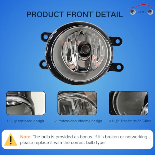 ILAMP Fog Light for Toyota RAV4 2019-25 w/Halogen Bulbs Bezel Wire Kits AM-TY360N by ILAMP - Image 5