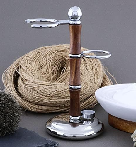 Haryali London Shaving Kit - 3 Pc Wooden Shaving Kit - Double Edge Safety Razor - Super Badger Shaving Brush - Shaving Stand from Wood and Stainless Steel - Sustainable Shaving Set as a Gift Set