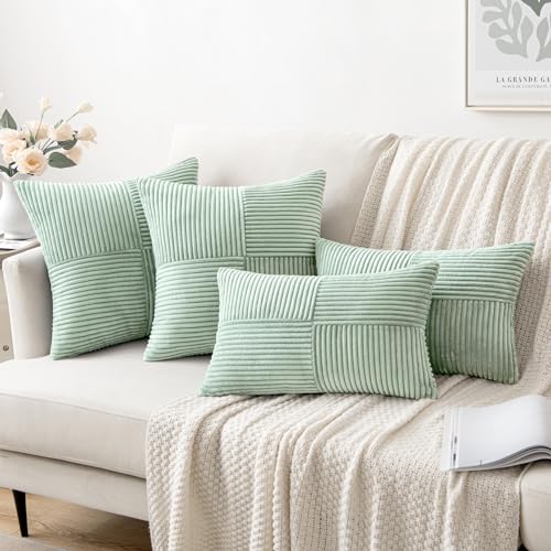 Image of MIULEE Mint Decorative Throw Pillow Covers for Couch 18x18 Inch