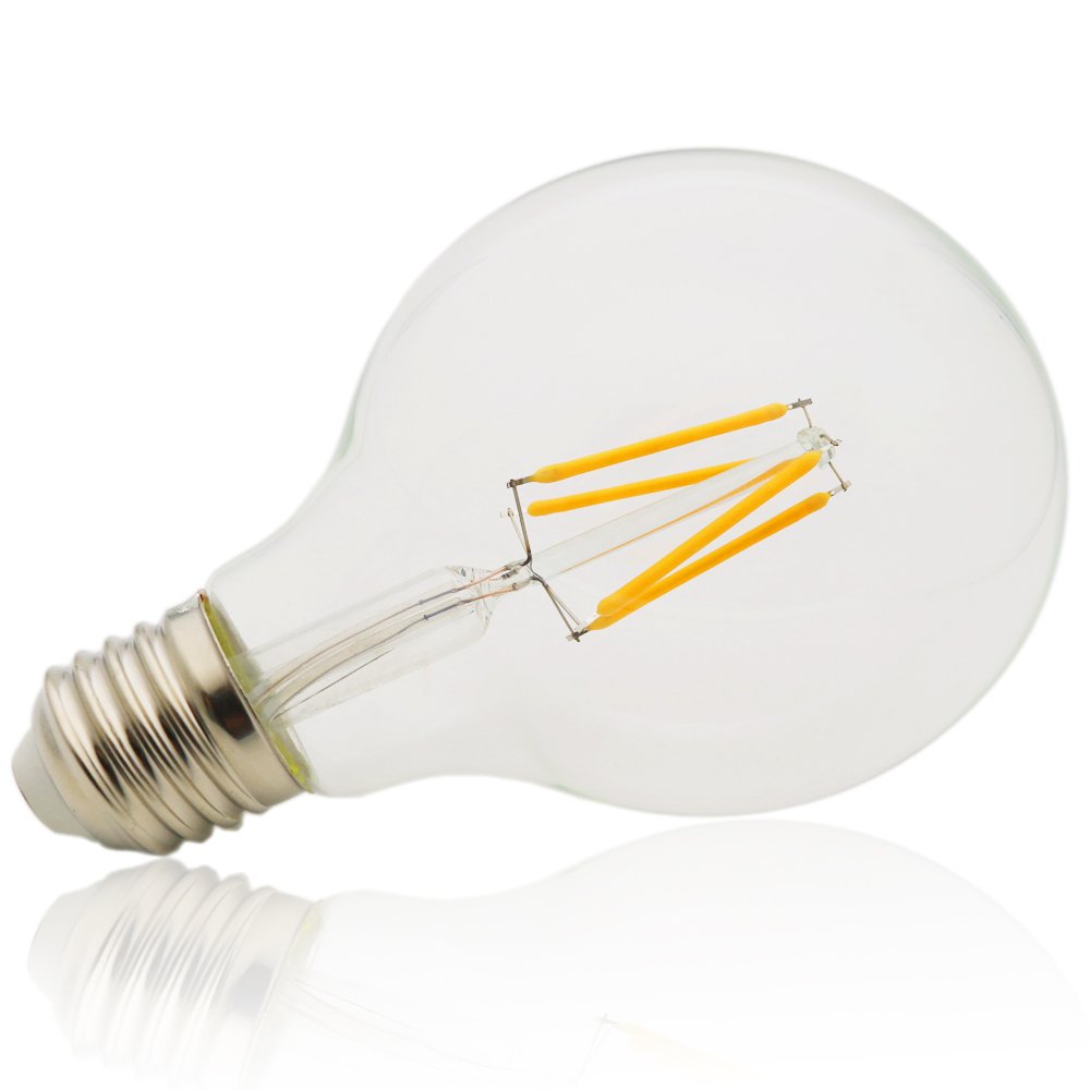 Ściemniana żarówka G80 4 W, prosta żarówka z wolframu, światło LED, antyczna żarówka E27, ciepła biel 2200 K, 220 V AC, zestaw 20 sztuk