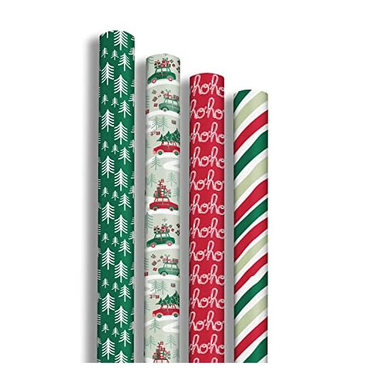 Clairefontaine 202084AMZC- Caja de 12 rollos de papel de regalo – Papel Excellia 80 g – Dimensiones: 2 x 0,70 m – Diseño: "Hohoho", Fiestas de Navidad