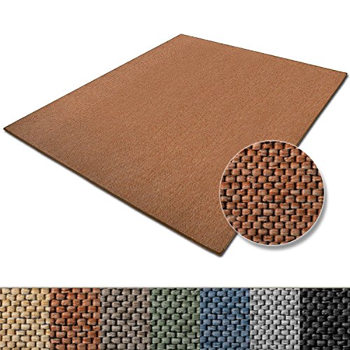 casa pura Tapis de Salon Terre Cuite Effet sisal | Polypropylene + Coton | Chambre, Couloir | 7 Couleurs et 7 Tailles - Sabang, 80x150cm