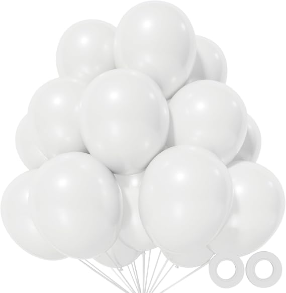 110Pcs 12 inch Red Balloons and 110 Pcs 12 inch White Balloons for Birthday Valentine's Day Wedding Engagement Bridal Shower Party Decorations