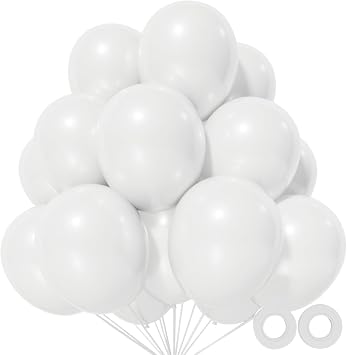 110Pcs 12 inch Red Balloons and 110 Pcs 12 inch White Balloons for Birthday Valentine's Day Wedding Engagement Bridal Shower Party Decorations