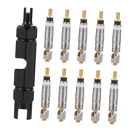 BRIGHTFUFU Core Remover Tool Kit Black Valve Stem Tool for Bicycle and Automotive Tire Maintenance Includes Cores for Easy Replacement and Leak Prevention