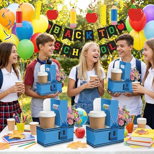 Ferrochef 30 Set Back to School Crayon 2 Cup Drink Carrier with Greeting Card Teacher Appreciation Gifts Ribbon Disposable Cup Holders with Handle for First Day of School Party Favors Gift by Ferrochef - Image 7