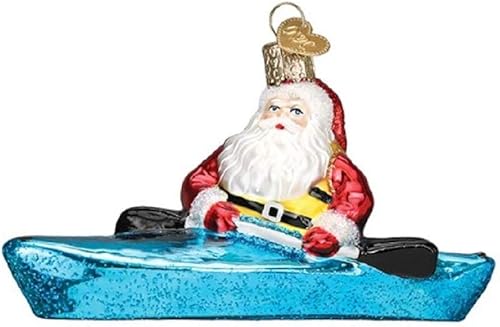 Miniatura 6 de Old World Christmas Adorno de cristal soplado de trineo de perro de Papá Noel para árbol de Navidad