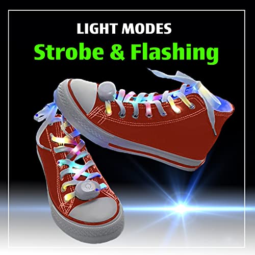 The Noodley Led Light Up Shoe Laces Flashing Colorful Glow In The Dark White Tie Shoelaces Costume Clothes Accessories (7 Color, 45 Inch) #TOP2