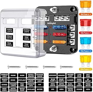 6 Way 12V Blade Fuse Block, Lpluziyyds Fuse Box Holder with LED Light Indicator & Protection Cover for Car Boat Marine Trike Car Truck Vehicle SUV Yacht RV