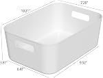 12 Packs Plastic Pantry Organizing Bins, Small Storage Bin, White | Kitchen Storage Basket with Handle for Shelves, Bathroom, Cabinet