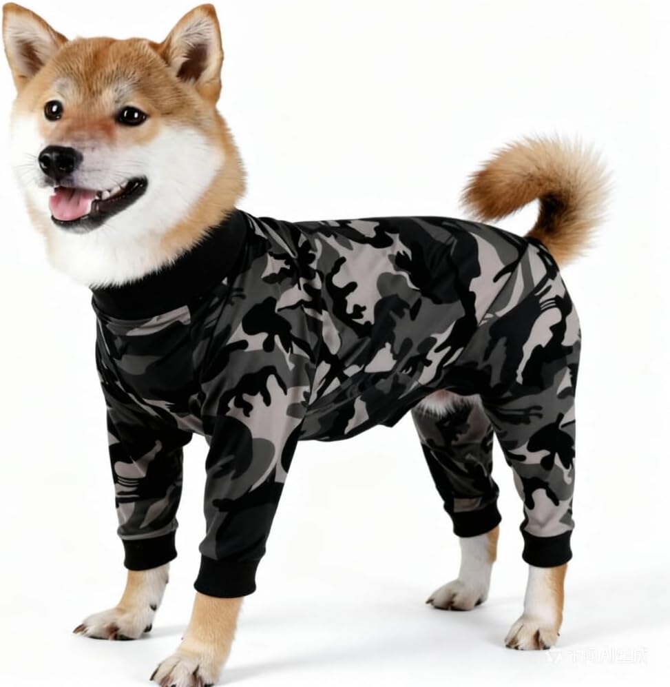 Xqpetlihai Dog Onesie Surgery Recovery Suit for Medium Large Dogs Recovery Shirt for Abdominal Wounds or Skin Diseases Bodysuit Dogs Pajamas (L,C)