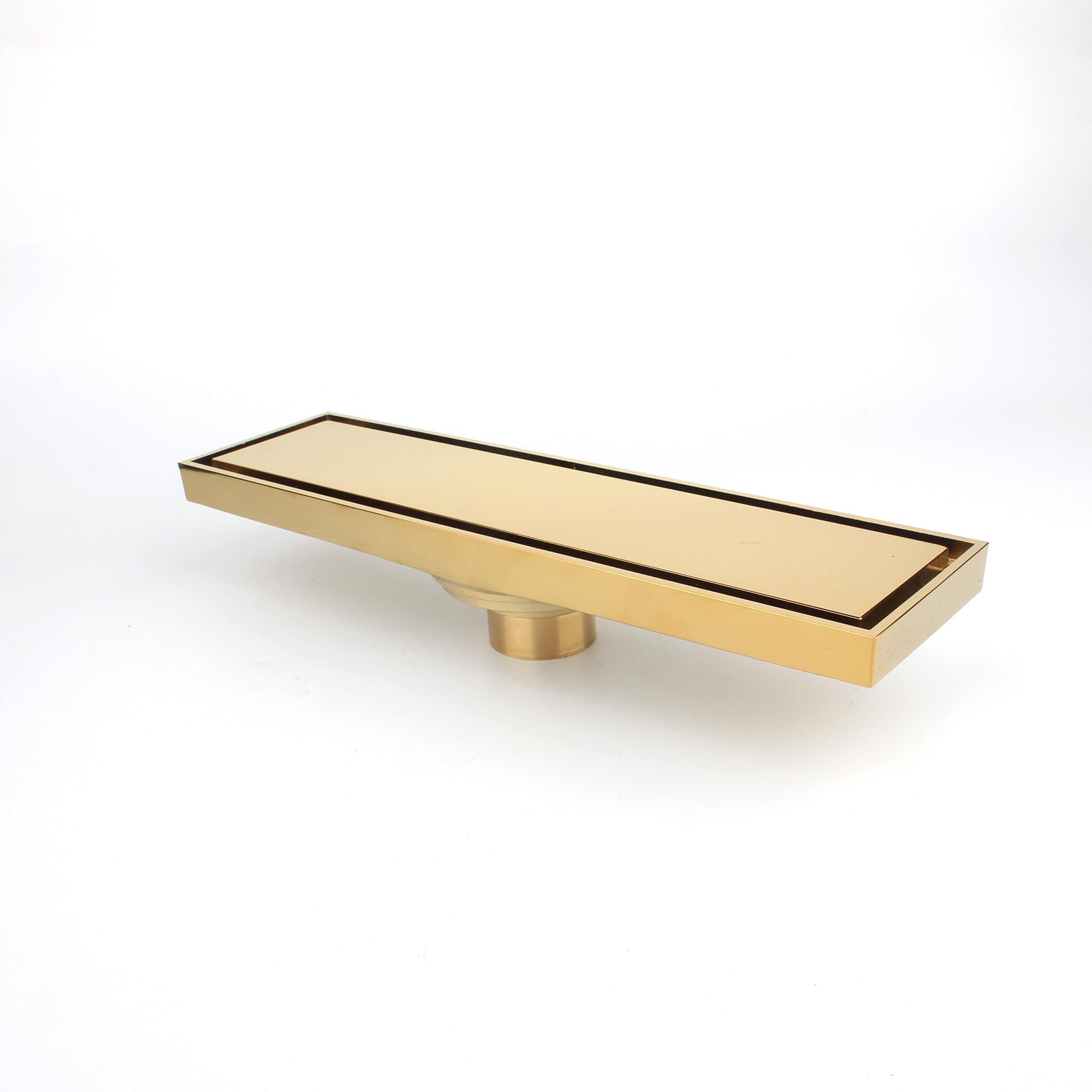 FUTURE | Linear Shower Drain 12 Inch (30 CM) | 2-in-1 Tile Insert & Flat Cover | Brushed AISI 304 Stainless Steel Floor Drain | Hair Catcher & Adjustable Feet | Modern Bathroom Drain (MATT GOLD)