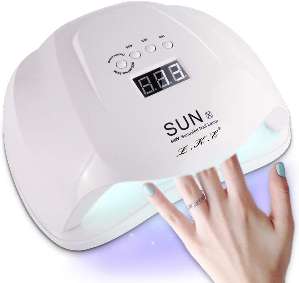 54W Professional UV LED Gel Nail Lamp Polish Curing Dryer Light Smart Auto-sensing with 4 Timer Setting 10/30/60/99S White