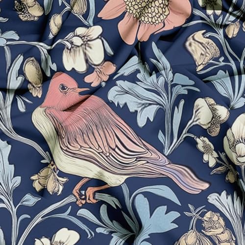 Eyelet Curtains Vintage Birds And Flowers Full Blackout Curtains for Living Room Blue Blackout printed curtains Popular HandicraftsW 90" x L 90" (2 Panels) - Image 4