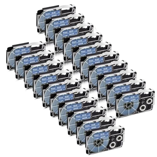 ���x���e�[�v 30 �� 6mm 9mm XR-9WE XR-6WE KL-60 KL-100 KL-120 �ƌ݊�������(White on Blue)
