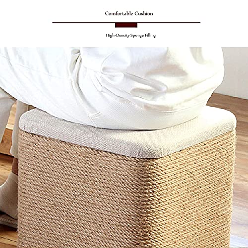 Tabouret carré rembourré en lin C pour salon et couloir