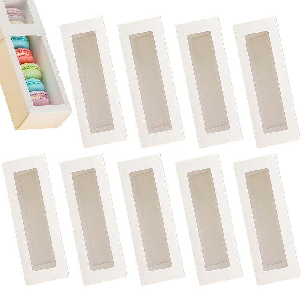 Casiler White 10Pcs Transparent Rectangular Pvc Cake Box Macaron Packaging Box Baked Dessert Biscuit Party Food Western Pastry Kraft Paper Box