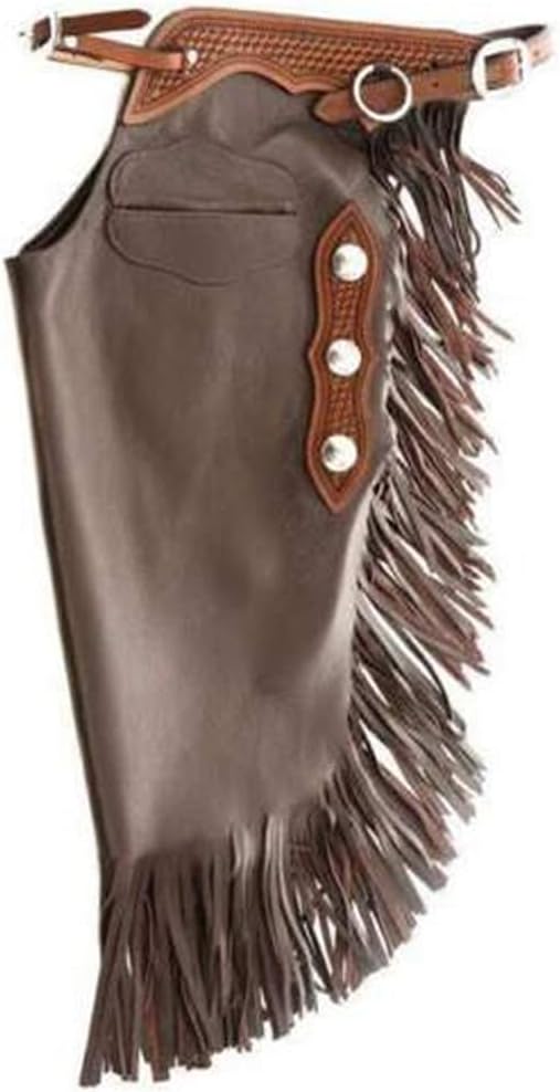 Amazon.com: Genuine Leather Chinks Chaps with Fringes for Bull Trail ...