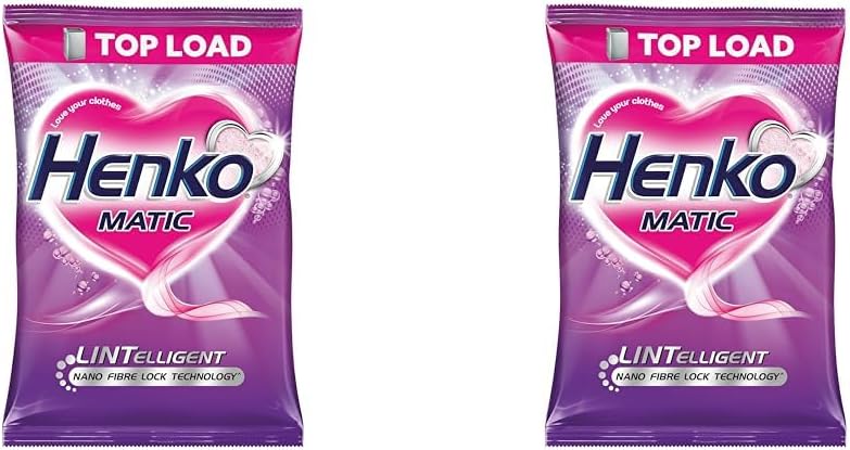 Henko Matic Top Load Detergent Powder 2 Kg Pouch With Power Of Lintelligent Nano Fiber Lock Technology|Laundry Detergent Powder For Tough Stain Removal|Dissolves Easily-Removes Tough Stains,Pack of 2