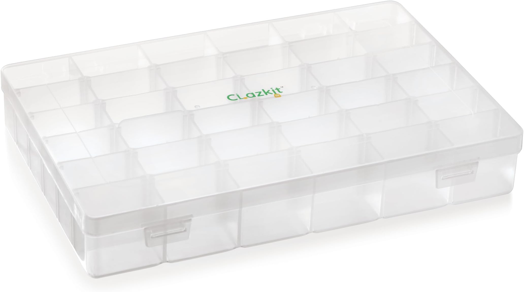 Clazkit Plastic 36 Grid Cells Multicolorpurpose Jewellery Organizer Rectangular Storage Box, with Adjustable Dividers, Transparent Storage Organizer Box for Jewelry Beads Earring