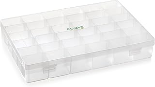 Clazkit Plastic 36 Grid Cells Multicolorpurpose Jewellery Organizer Rectangular Storage Box, with Adjustable Dividers, Tra Price In India