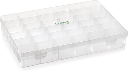 Clazkit Plastic 36 Grid Cells Multicolorpurpose Jewellery Organizer Rectangular Storage Box, with Adjustable Dividers, Tra...