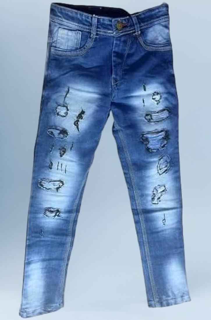 Buy golu Light Blue Damage Jeans at Amazon.in