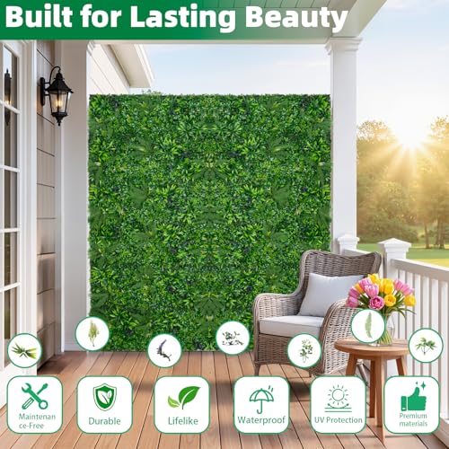 SylvanVerse Artificial Boxwood Roll, 60x120 in(50 sqft) UV-Anti Faux Ivy Grass Wall Backdrop for Balcony Privacy, Fake Greenery Wall Decor for Garden, Patio, Backyard by SylvanVerse - Used condition - Image 3