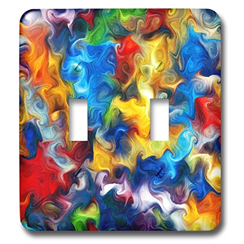 3dRose Houk Digital Design Abstraction – Patterns - Colorful swirls abstract - double toggle switch (lsp_41942_2)