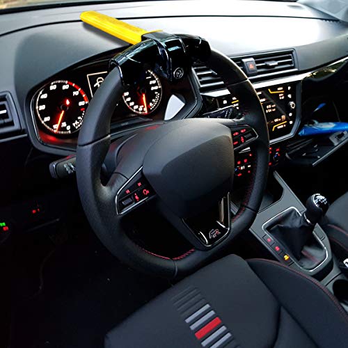 VaygWay Universal Car Steering Wheel Lock –Car Anti-Theft Wheel Lock Cylinder Key – Strong Heavy Duty Anti- Theft Rotary - Auto Security Travel Locking Gear – Car Truck Van SUV