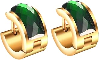 Jewelry Men's and Women's Muticolor Crystal Stainless Steel Studs Hoop Earrings